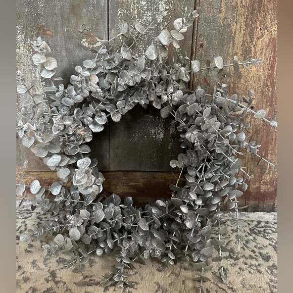 Other - Grapevine Wreath With Silver Metallic Sparkly Eucalyptus